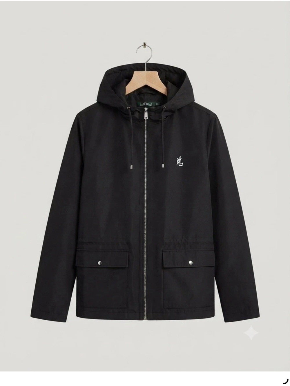 Lauren Ralph Lauren Hooded Anorak Utility Jacket - Black - Size Large